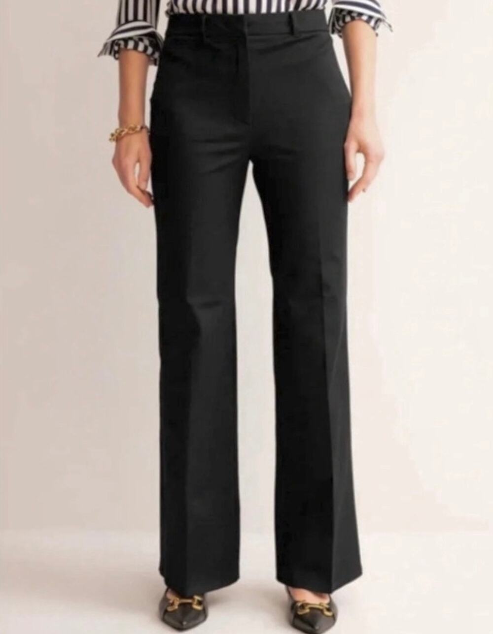 Boden Bi-Stretch Flared Trousers Black 4 Long Office Career Dress Pants